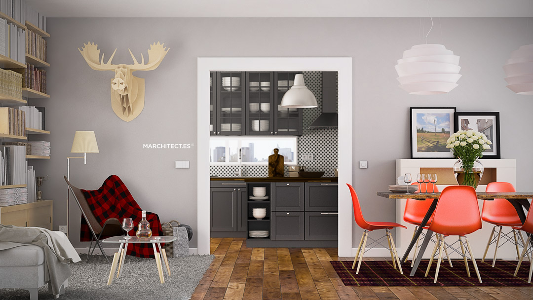 Urban Dwell Marchitect.es archvis 3D Visualization Interior 3D apartment