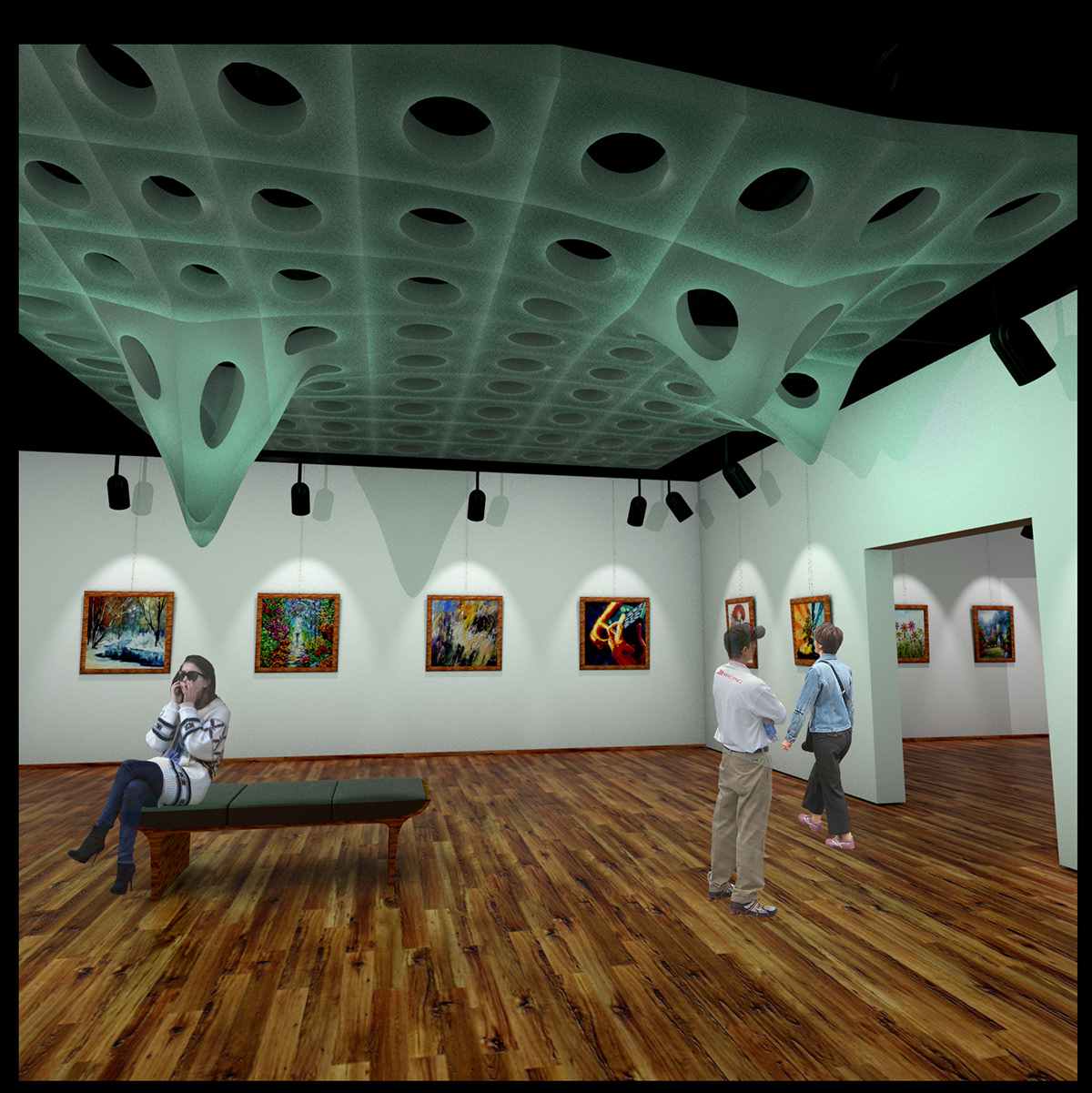 Movable Ceiling Art Gallery  exhibition space interactive architecture Dynamic Architecture