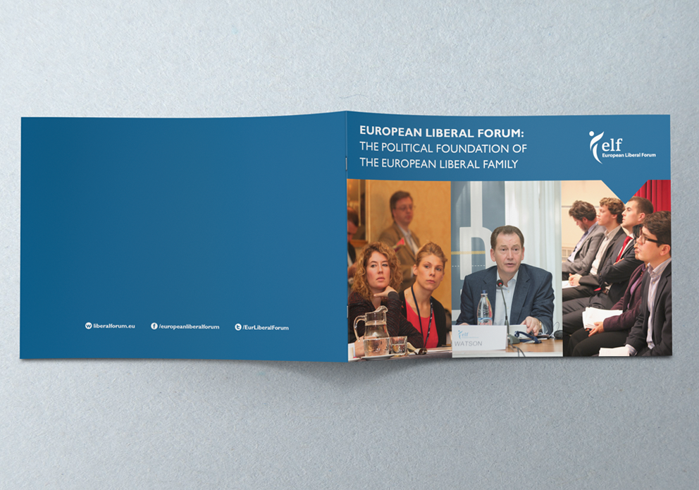 elf Europe European LIBERAL forum semantics design brochure corporate Event programme timeline PPT tri-fold