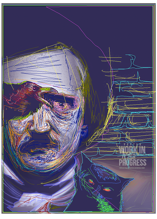 horror vector art vector mexifunk Edgar Allan Poe Poe writer raven Cat Magazine Cover