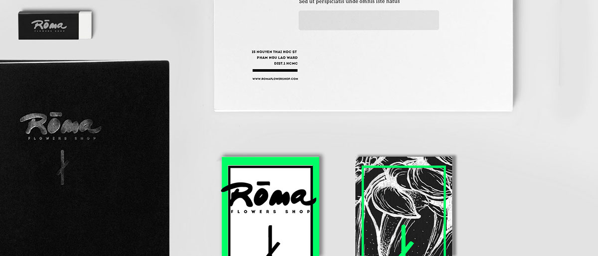 brand logo Layout design flower shop identity business card book typo print green