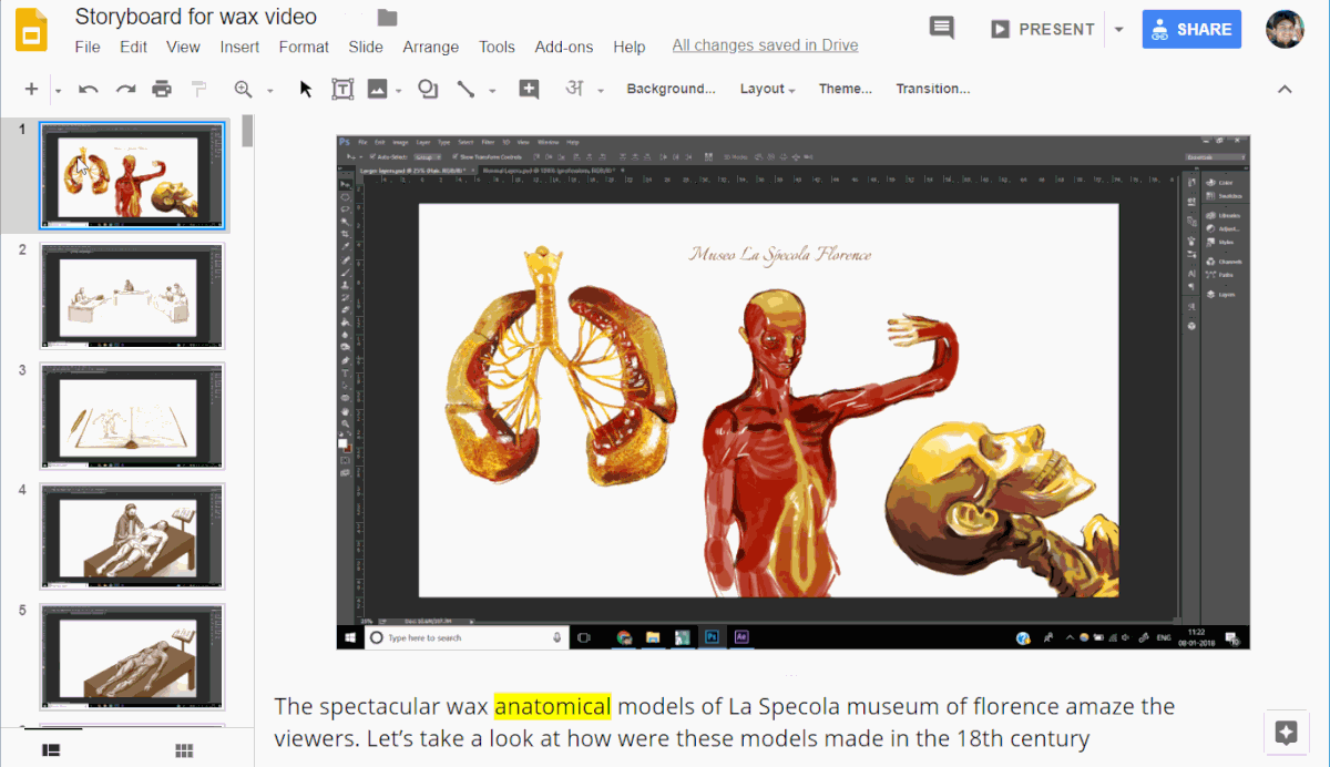 video animation  anatomy wax models