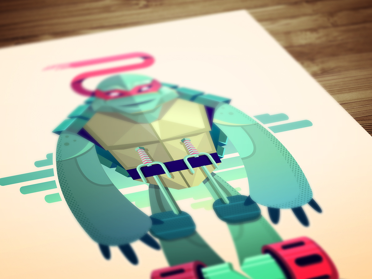 ninja Turtle teenage vector art color old school movie cartoon mutant raphael digital shapes