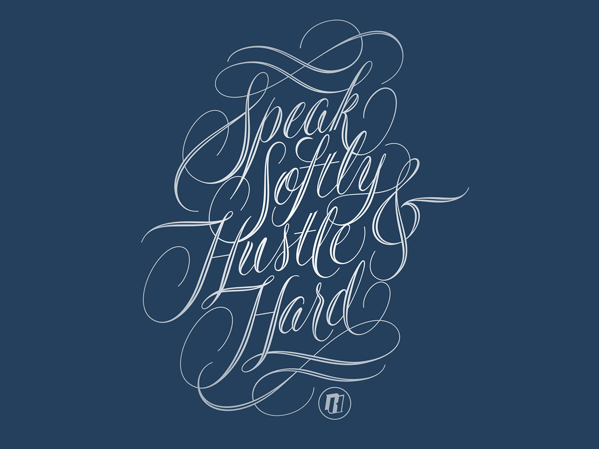 lettering type Scripts cartouche hustle hand-lettering Handlettering vector beziers Illustrator mantra personal brand logo logomark