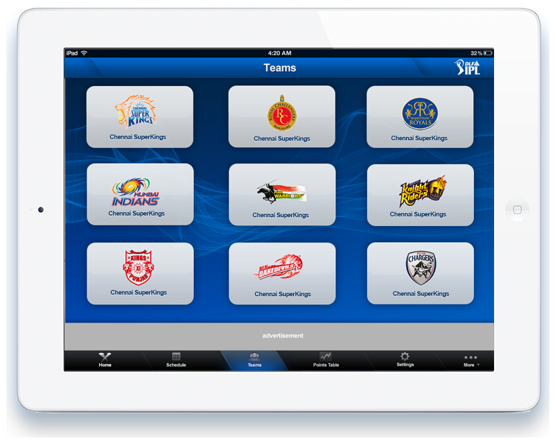 Dlf ipl 2012 indian premier league IPL DLF indiatimes Cricket app cricket app iPad App iPad ios sports