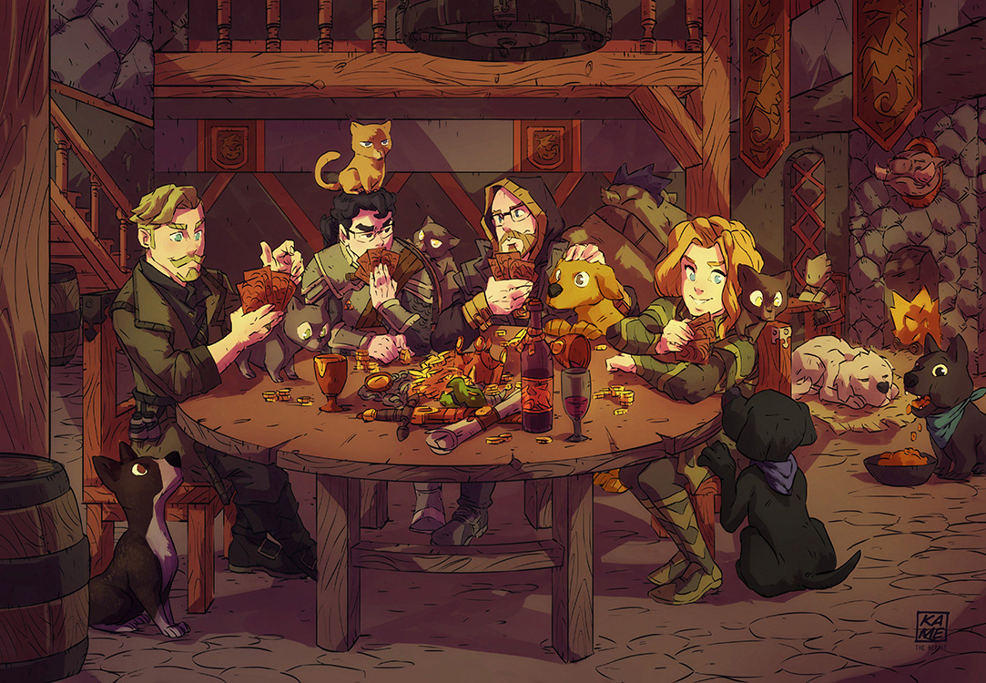 couples dnd Dungeons and Dragons fantasy group Nature party Tavern