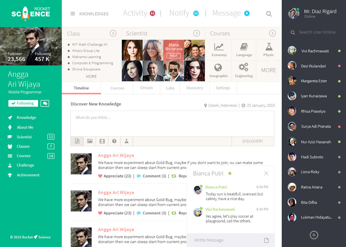 science student social network UI UI Responsive bootstrap knowledge Web