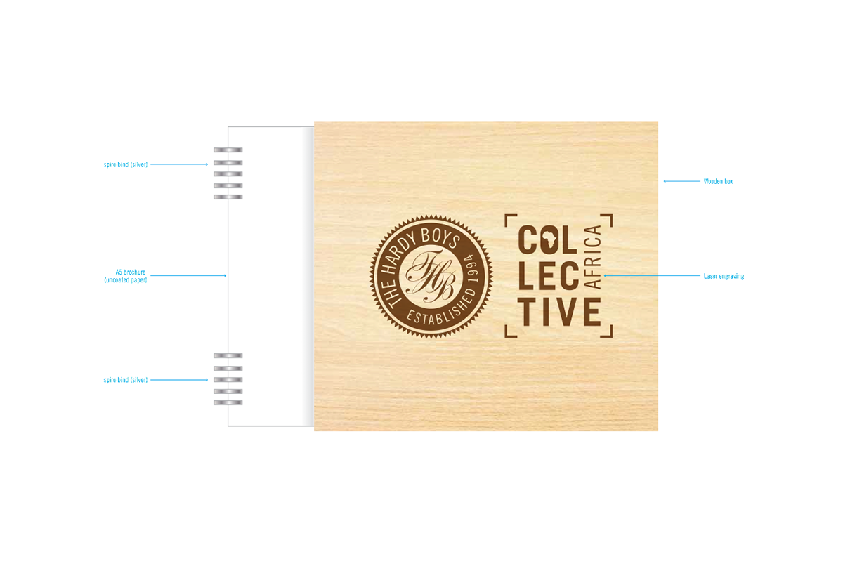 Laser Engraving  Africa Collective  logo Corporate Identity brochure wood thb