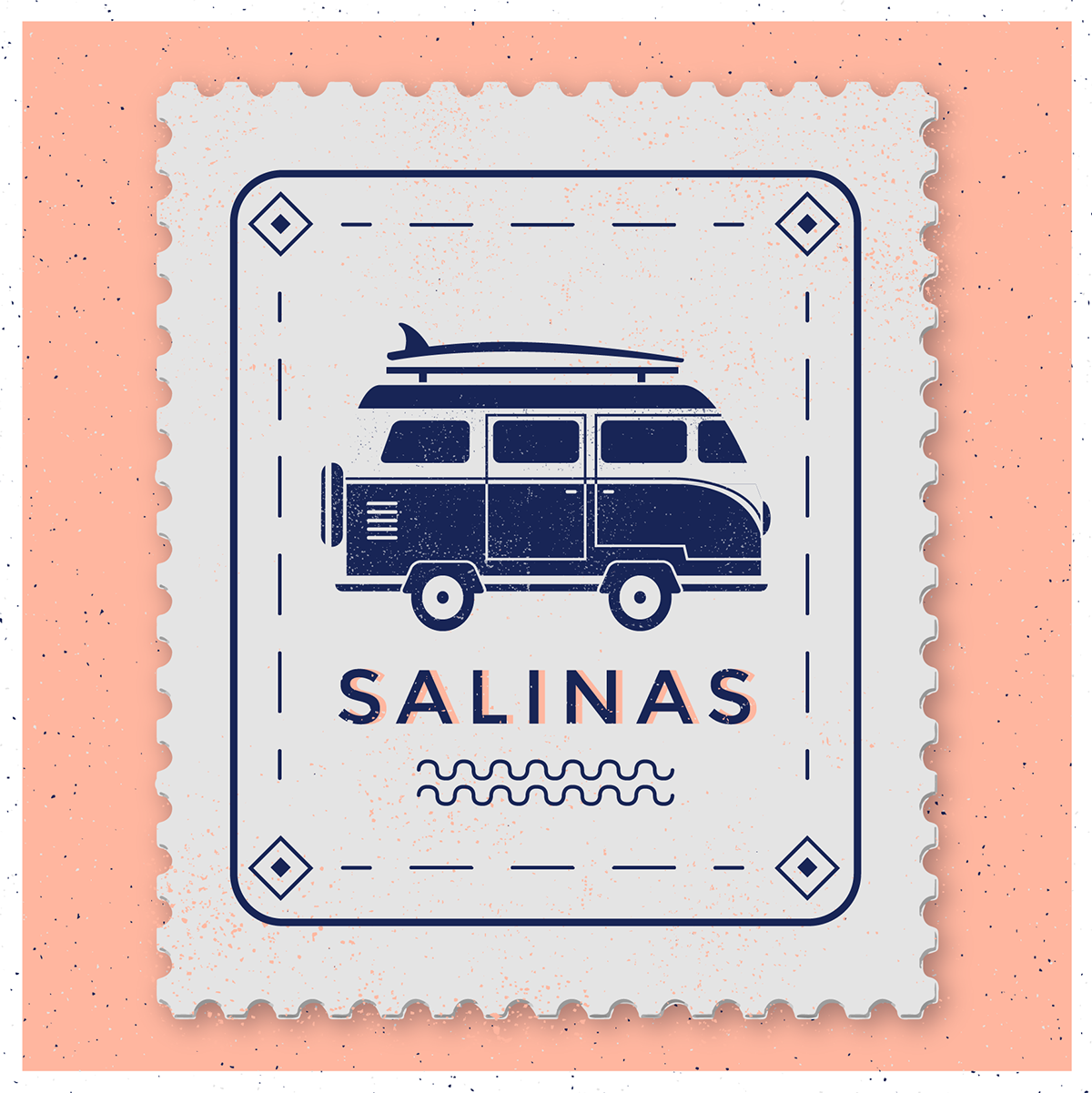 salinas asturias stamp Stamp Design Collection salinas stamps msinclan maria suarez inclan anchor ice cream cider illo Surf