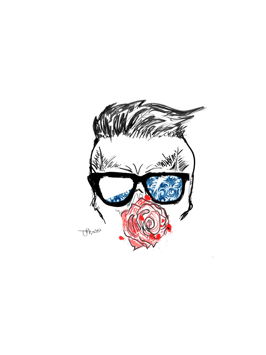 skull rose caligraphy black Sunglasses Young aritist sketch popart bright