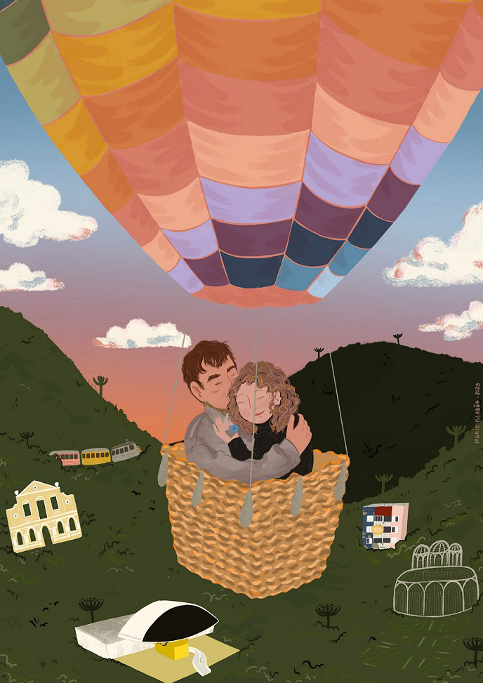 Procreate Digital Art  Drawing  couple air balloon sunset anniversary Curitiba CWB