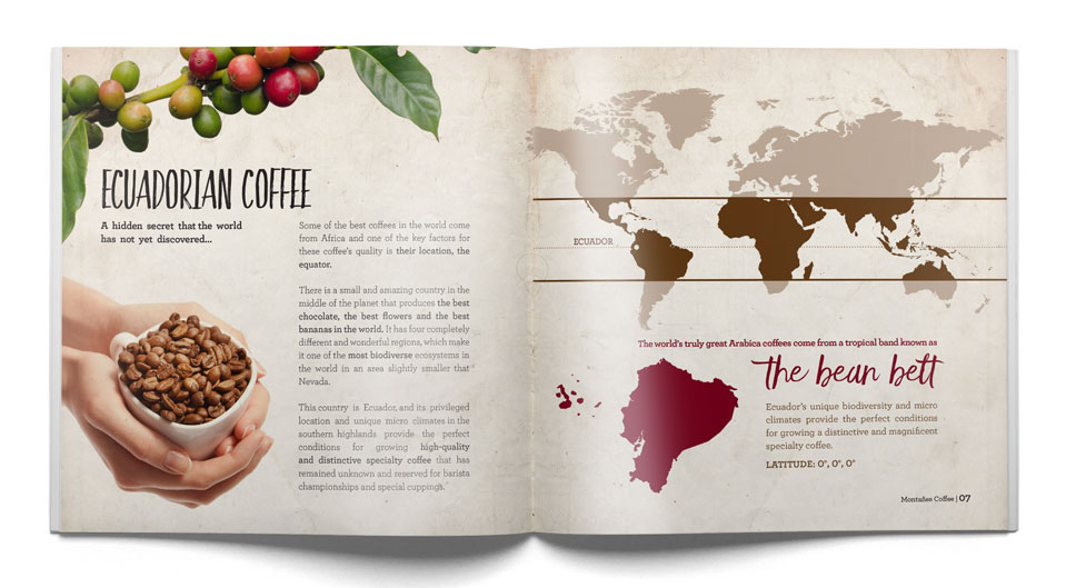 cafe Montañes Coffee Ecuador arabica packaging design vector mountain coffee beans