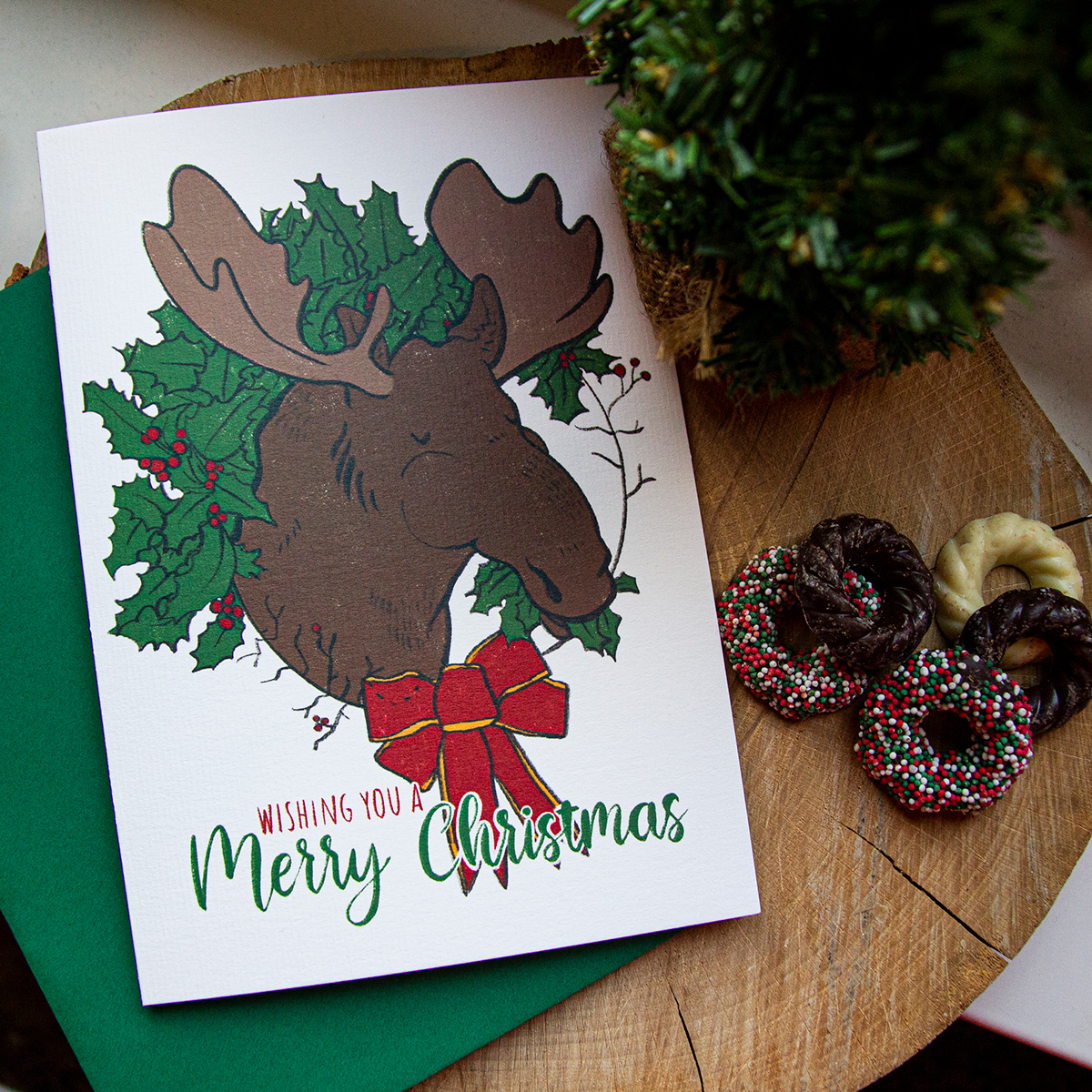 card christmas card ILLUSTRATION  moose print Procreate
