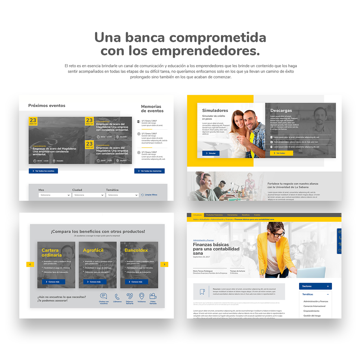 user experience user interface design Bank financial material design bancolombia motion graphics  minimalist yellow