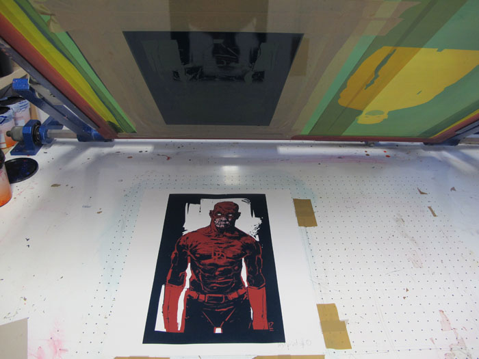 Daredevil comics blind Justice red silkcreen screenprint SuperHero