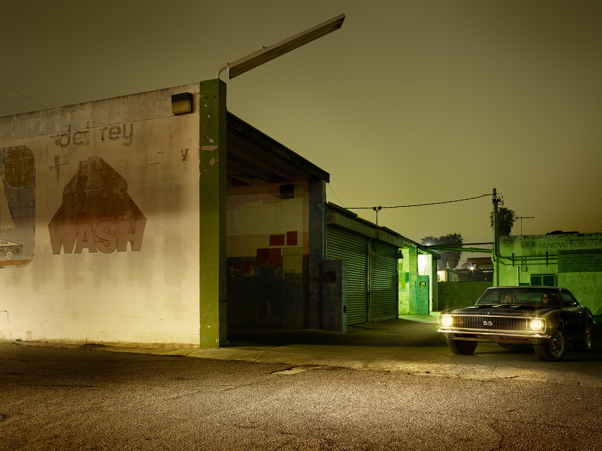 CGI automotive   car Urban night Landscape Los Angeles environment vintage Motor trnsportation