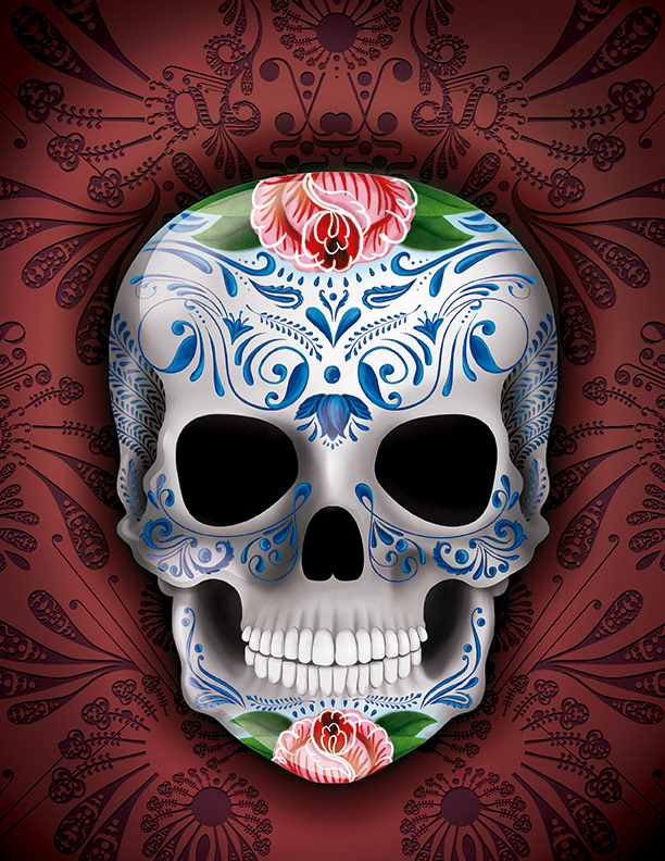 skull digital illustration Katrina calavera
