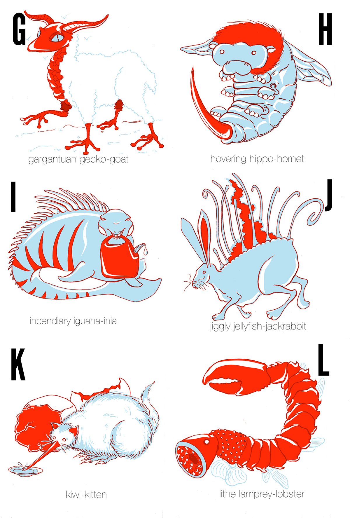 silkscreen animals Creature Design screen printing book design children's book