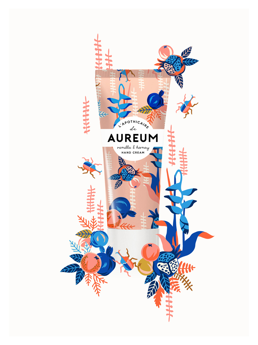 hand cream beauty Tropical Beauty Products pattern Fun lotion graphic art prints Prints and pattern product surface design identity French animal