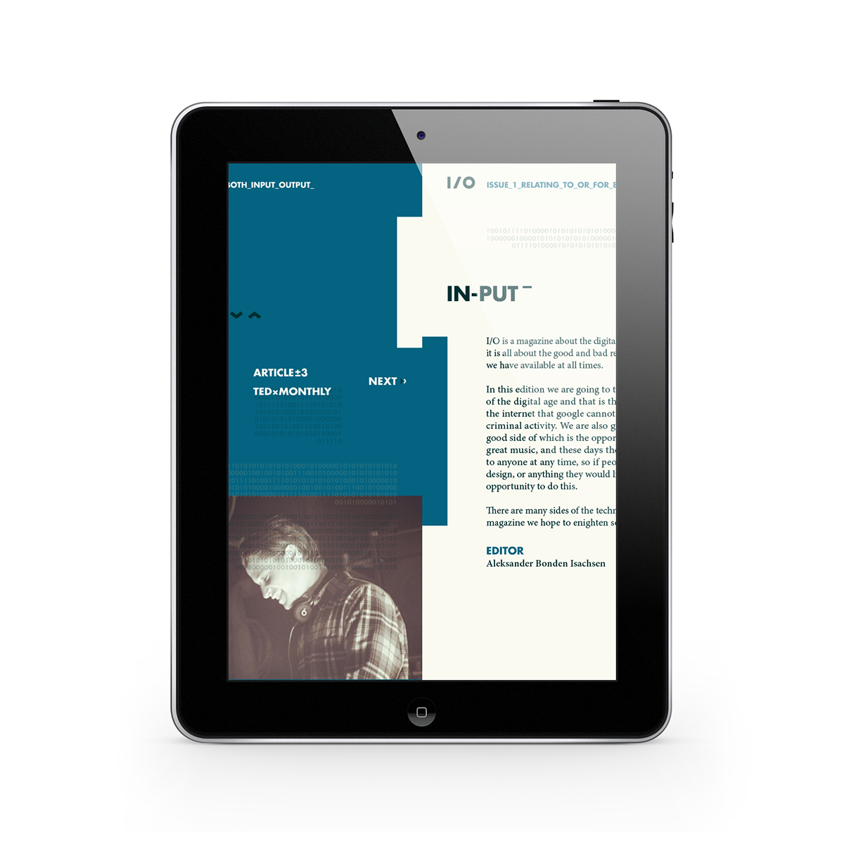 iPad digital magazine Internet surveilance interaction TED information editorial cover naba Digital Publishing DPS InDesign
