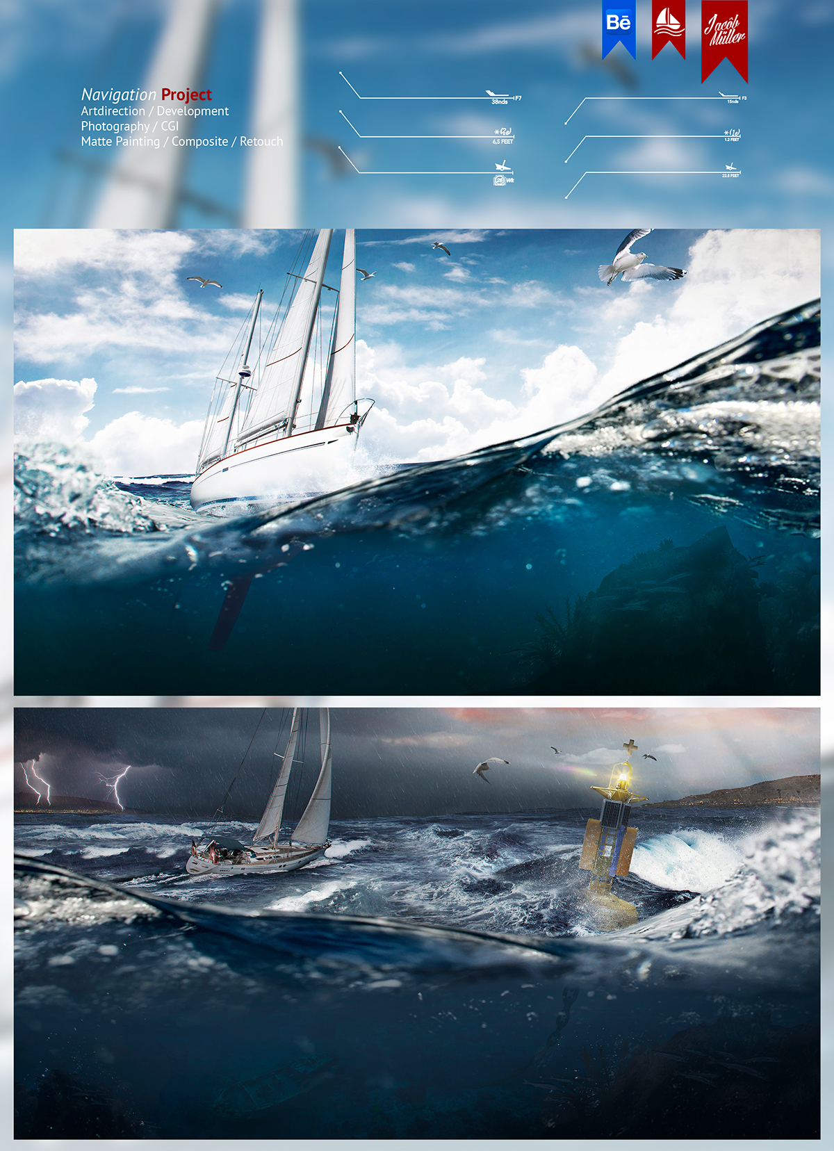 Garmin Sail boat Advertising  Photography  inspiration manipulation commercial Ocean navigation