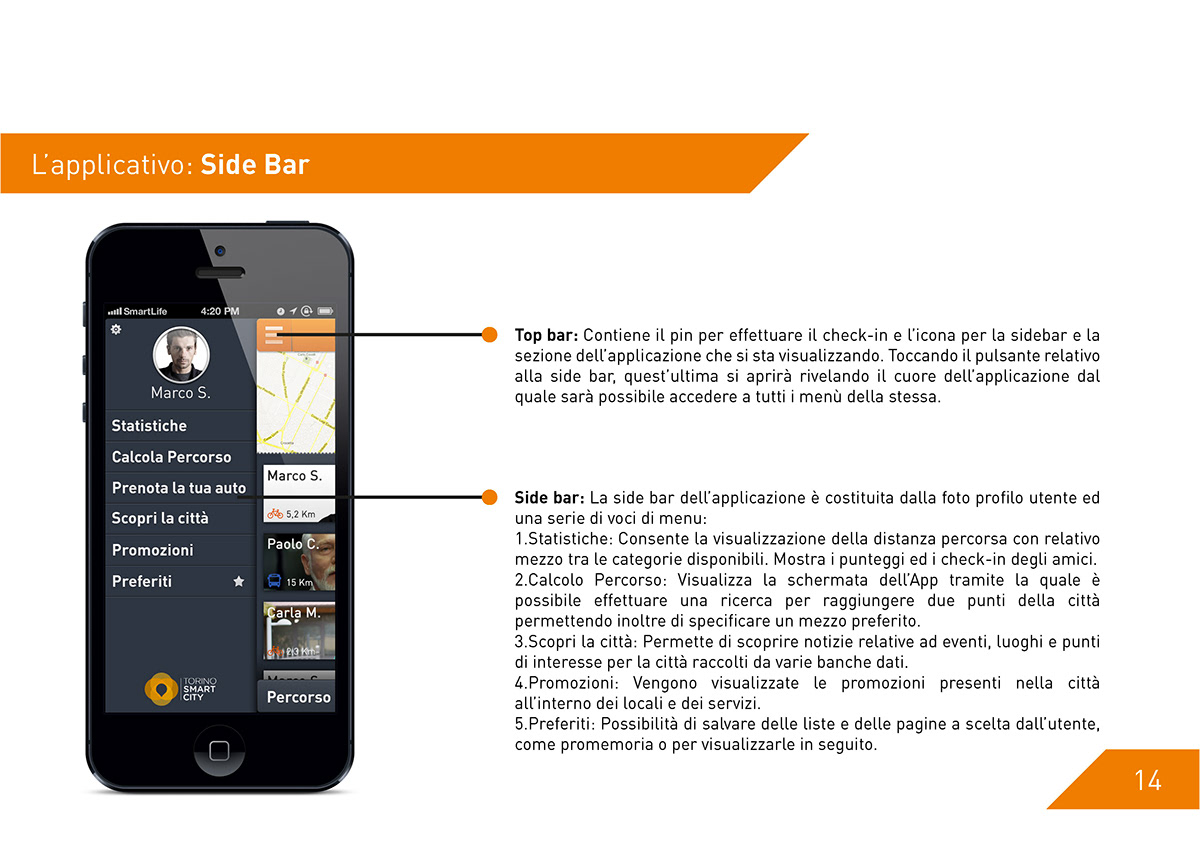 Interface app application Smart smart city torino c.s.i. eco green UI ux