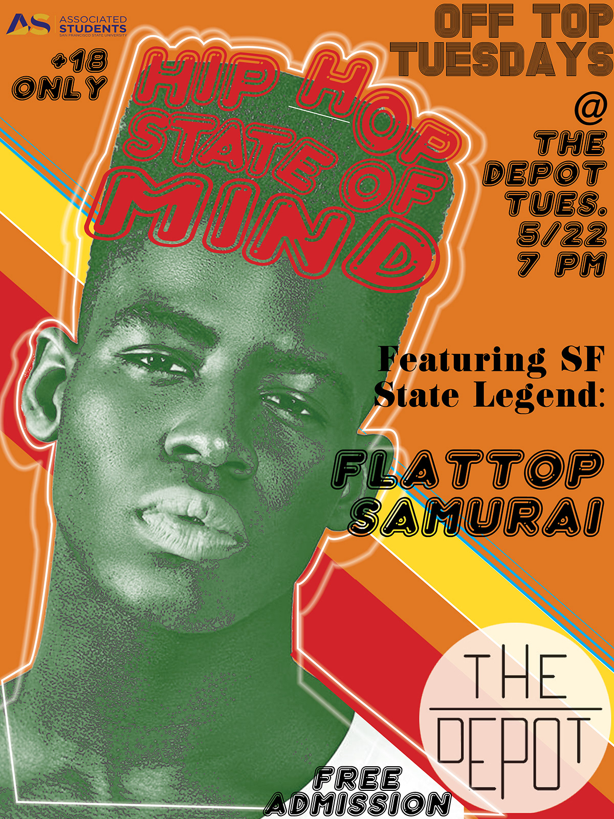 Flat Top sf state hip hop State Of Mind graphic design  orange color