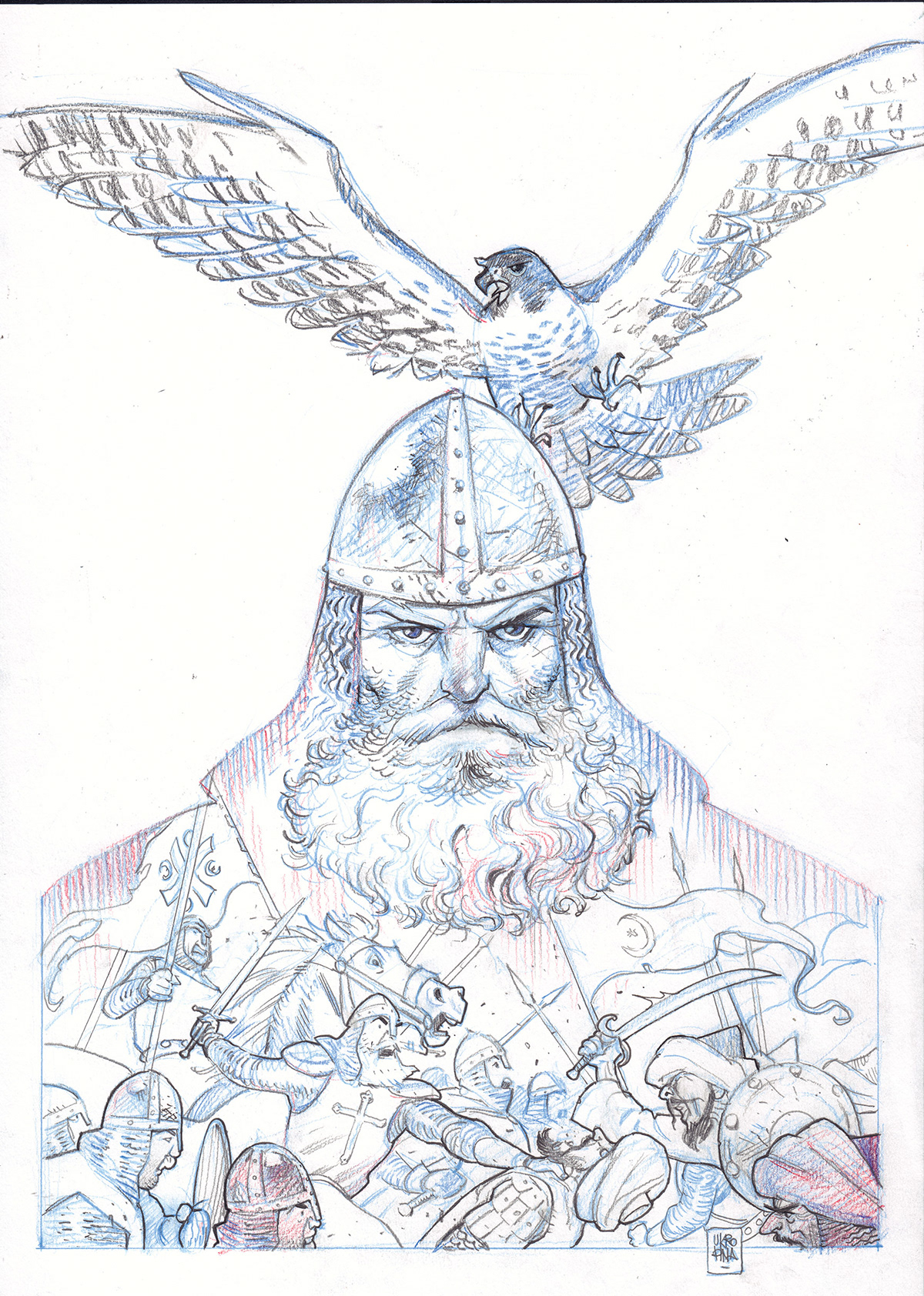 ILLUSTRATION  artwork Digital Art  Adobe Photoshop Wacom Intuos knight hawk ukropina jovan ukropina serbian knight