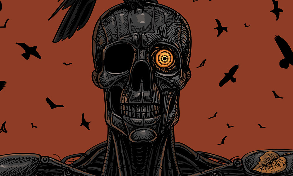 Drawing  digital illustration Horror Art creepy concept art fantasy ravens robots sci-fi futuristic
