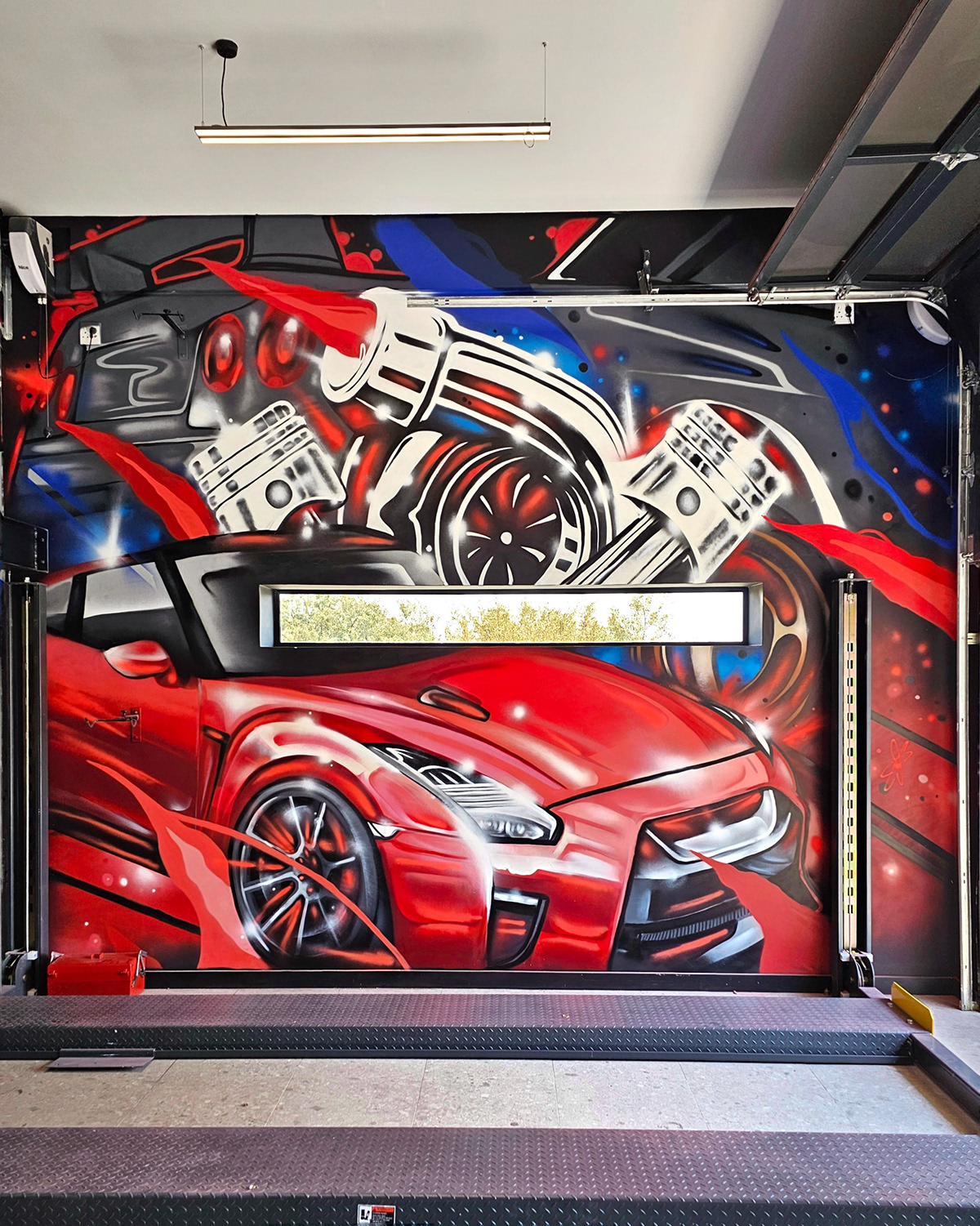 automotive   car garage Interior art artwork home interior design  architecture Mural