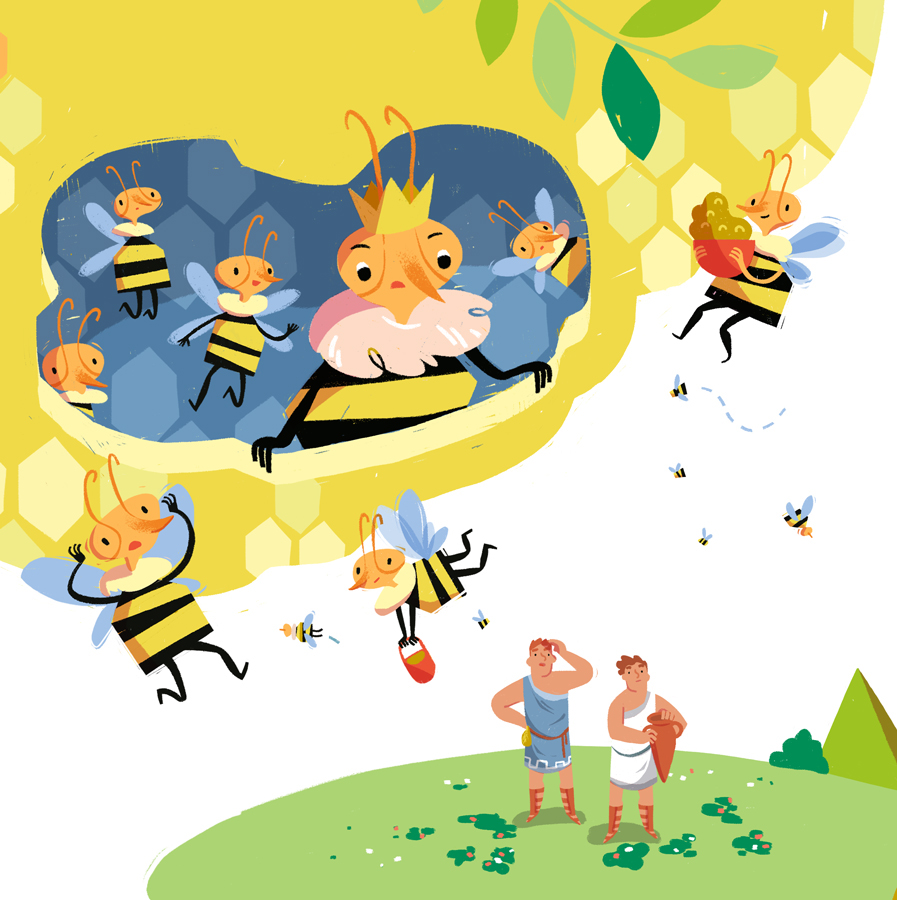 children's illustration magazine beehive autumn veggies Queen Bee underwater life