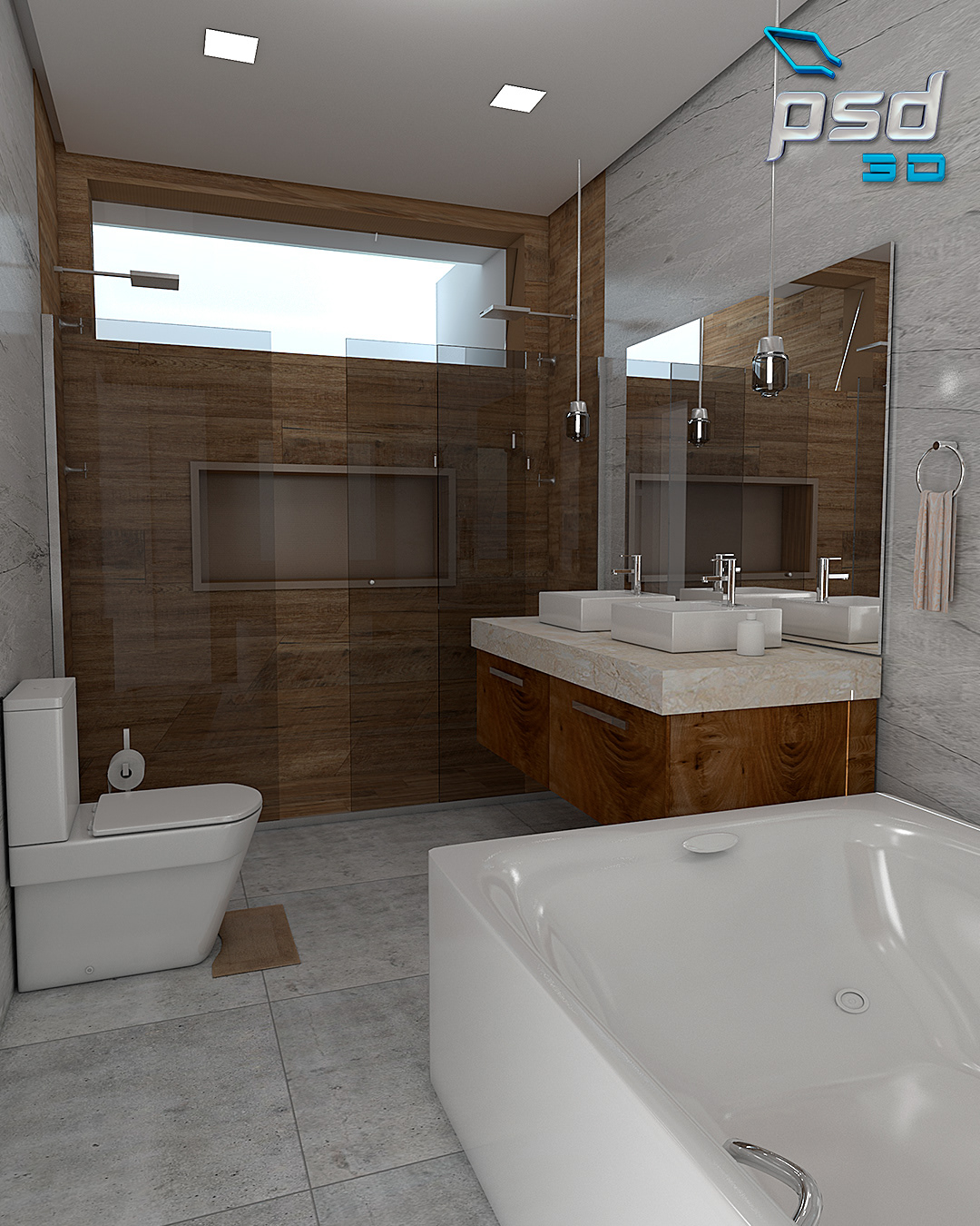 3D bathroom bedroom interior design  Render vray