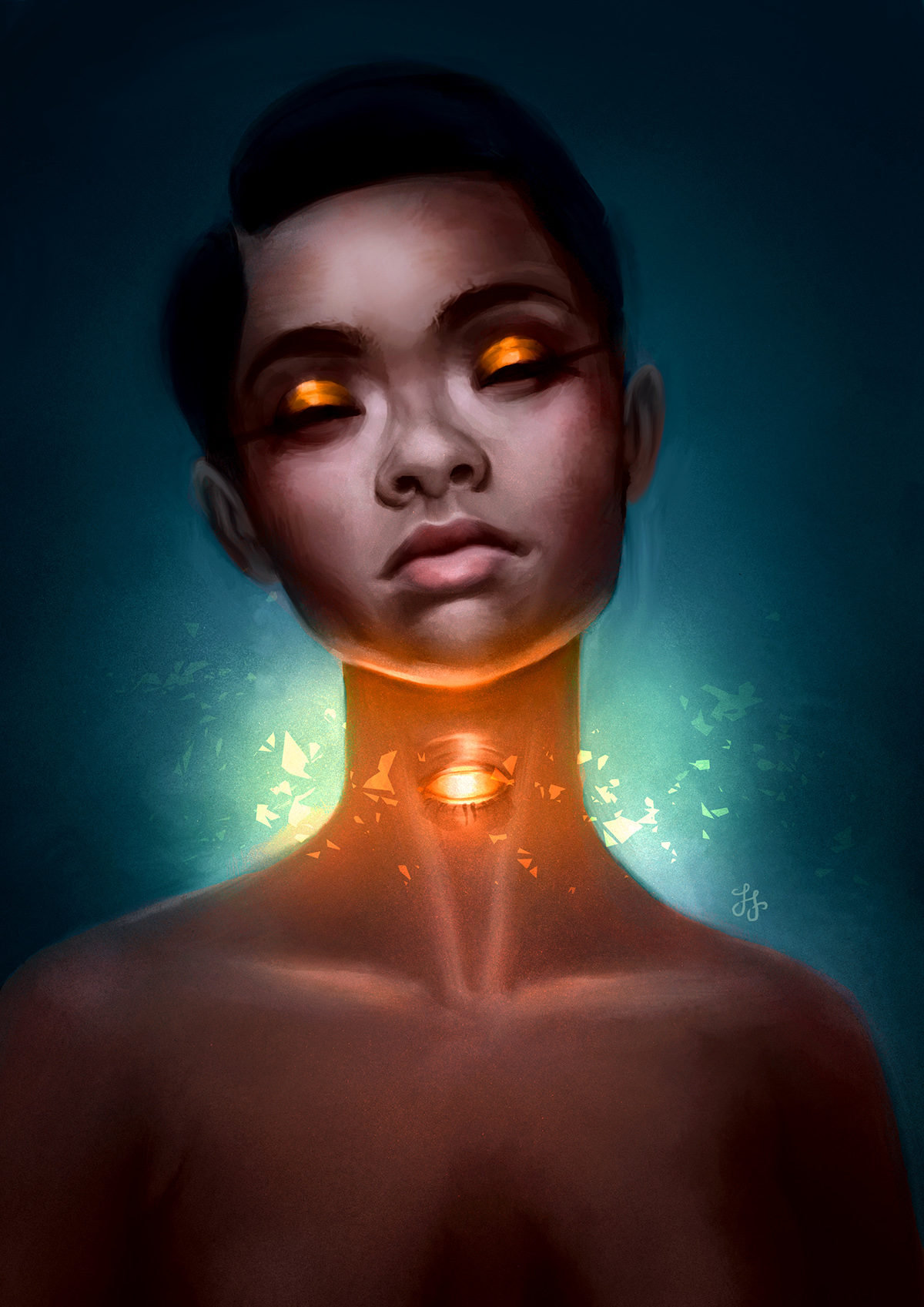 girl woman third-eye glow Magic   portrait