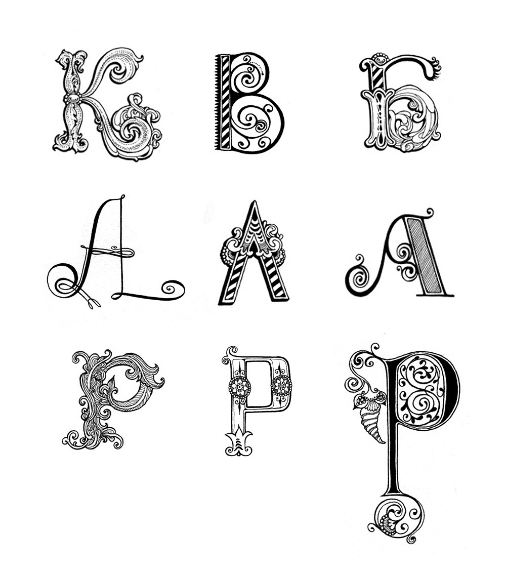 book art lettering type Drop Cap letters
