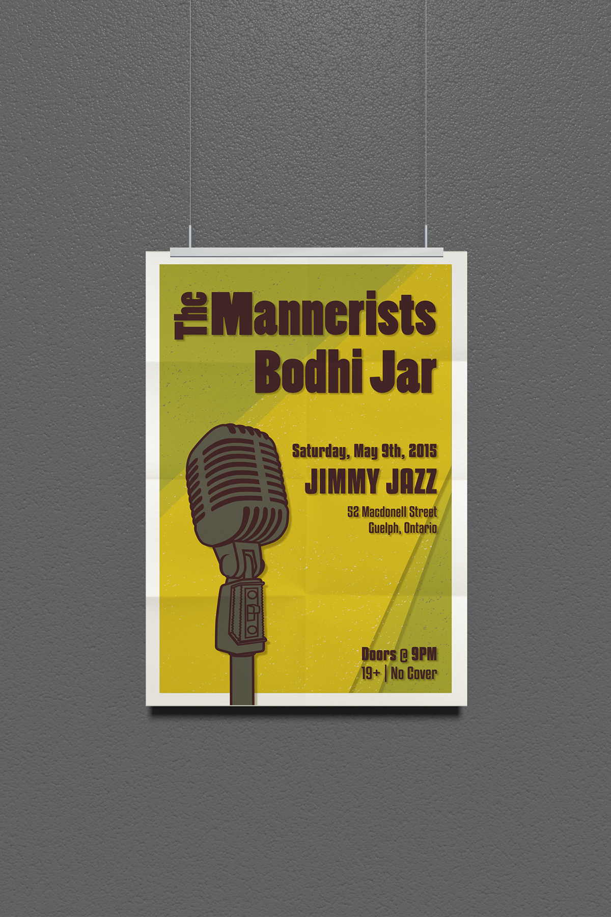 poster social media Social Media Imagery live show music venue digital illustration Retro textured weathered Compression Microphone microphone spotlight Bodhi Jar The Mannerists Jimmy Jazz