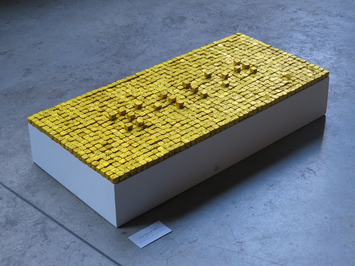 art installation cubes colour Braille