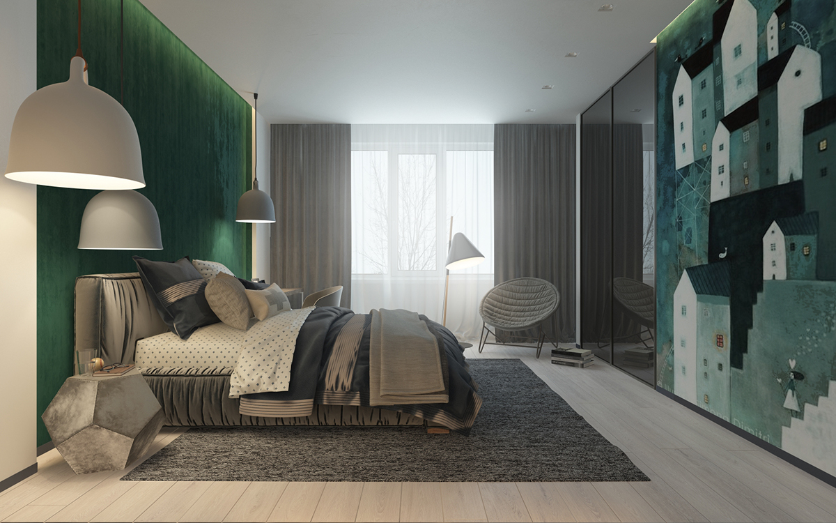 green minimalizm contemporary bedroom boys Restoration Hardware