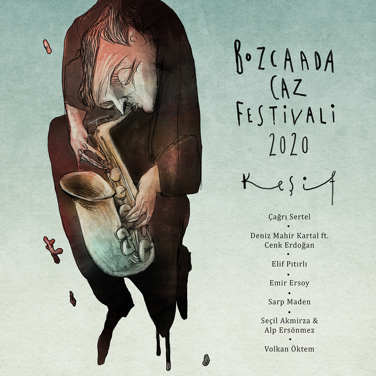 album cover bozcaada caz festivali Cover Art drum festival jazz music Piano saxophone