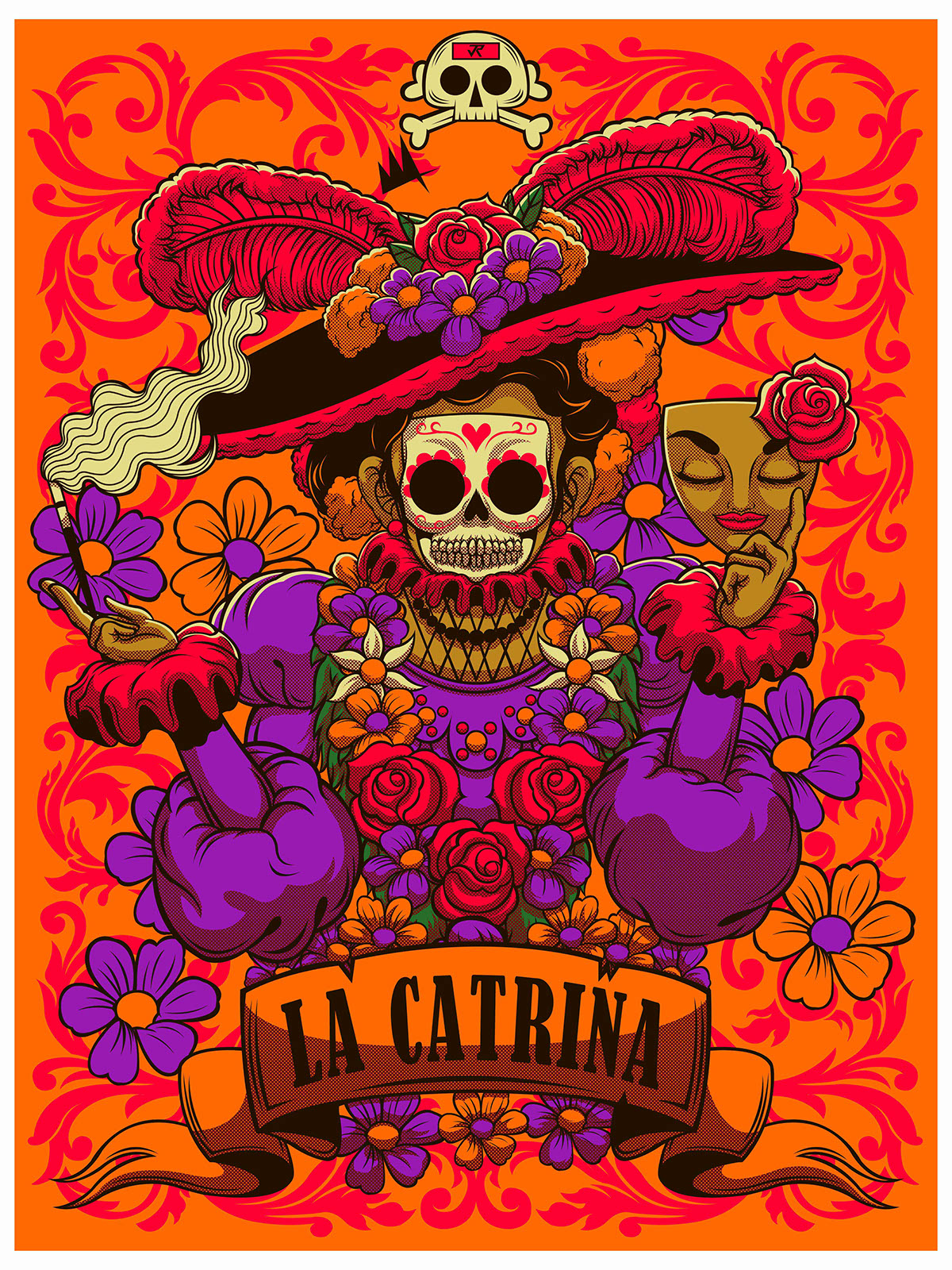 catrina mexico skull women Folklore tradición Dia De Muertos death joejr joejr2 joeartz poster print Papeleria