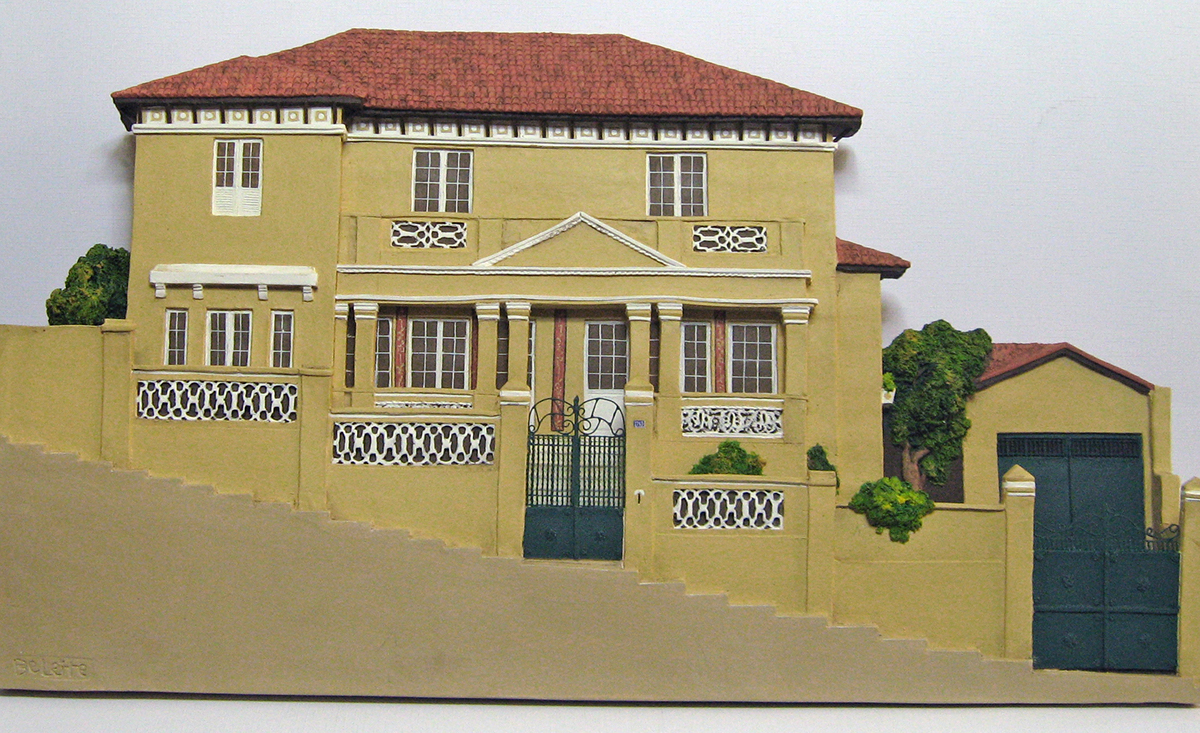 ceramic fine art modeling replica Miniature houses facade Memory