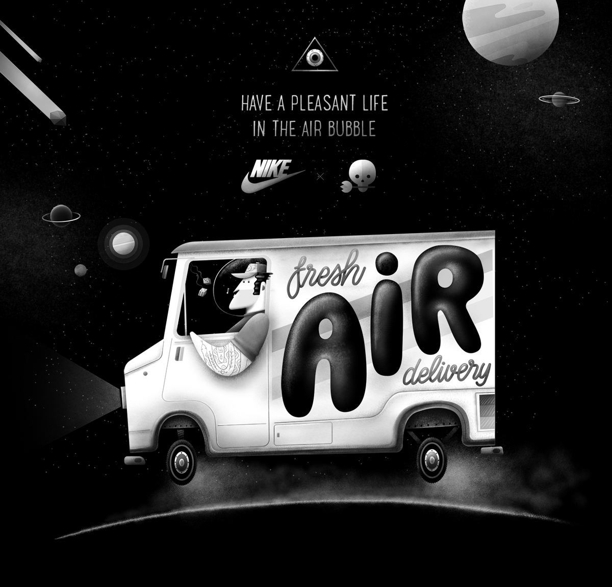 Nike air MAX cosmos universe car Van delivery tattoo moon