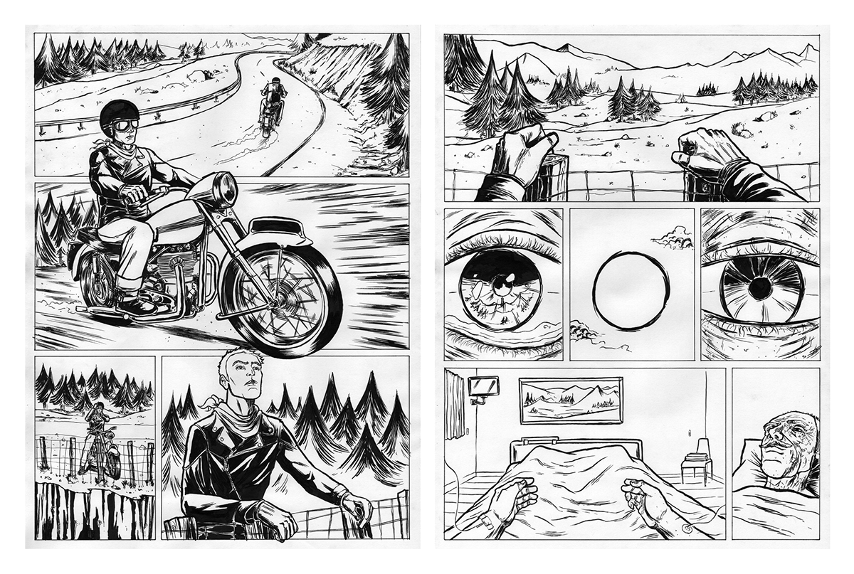 Thriumph motorbike motorcycle biker comic book silence oldman spirit life