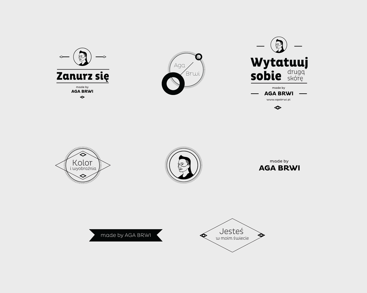 AgaBrwi silkscreen print Web brand logo Layout