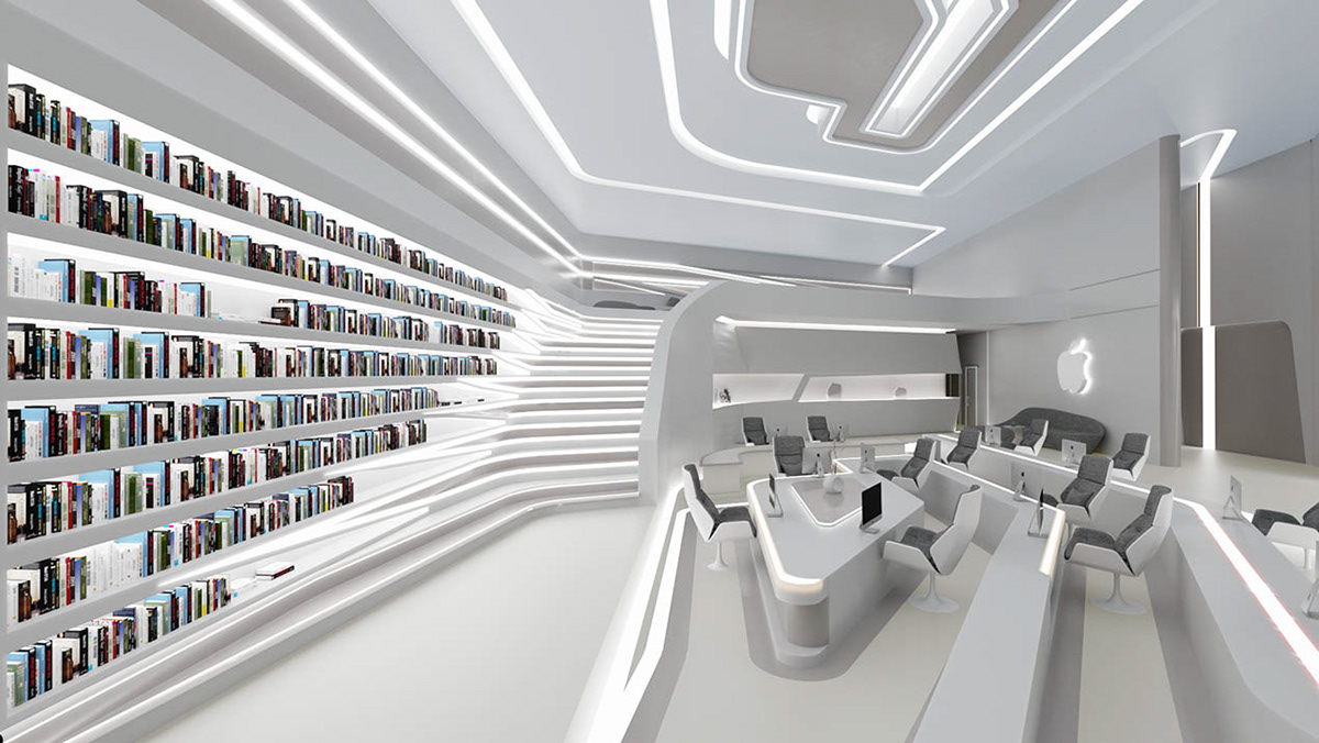 apple architecture interior design  Office interior organic interior ZAHA HADID