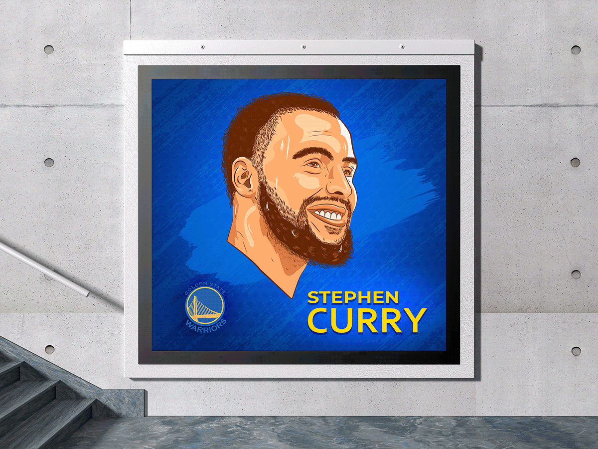 afiche baloncesto Golden State Warriors ilustracion ilustration retrato stephen curry vector