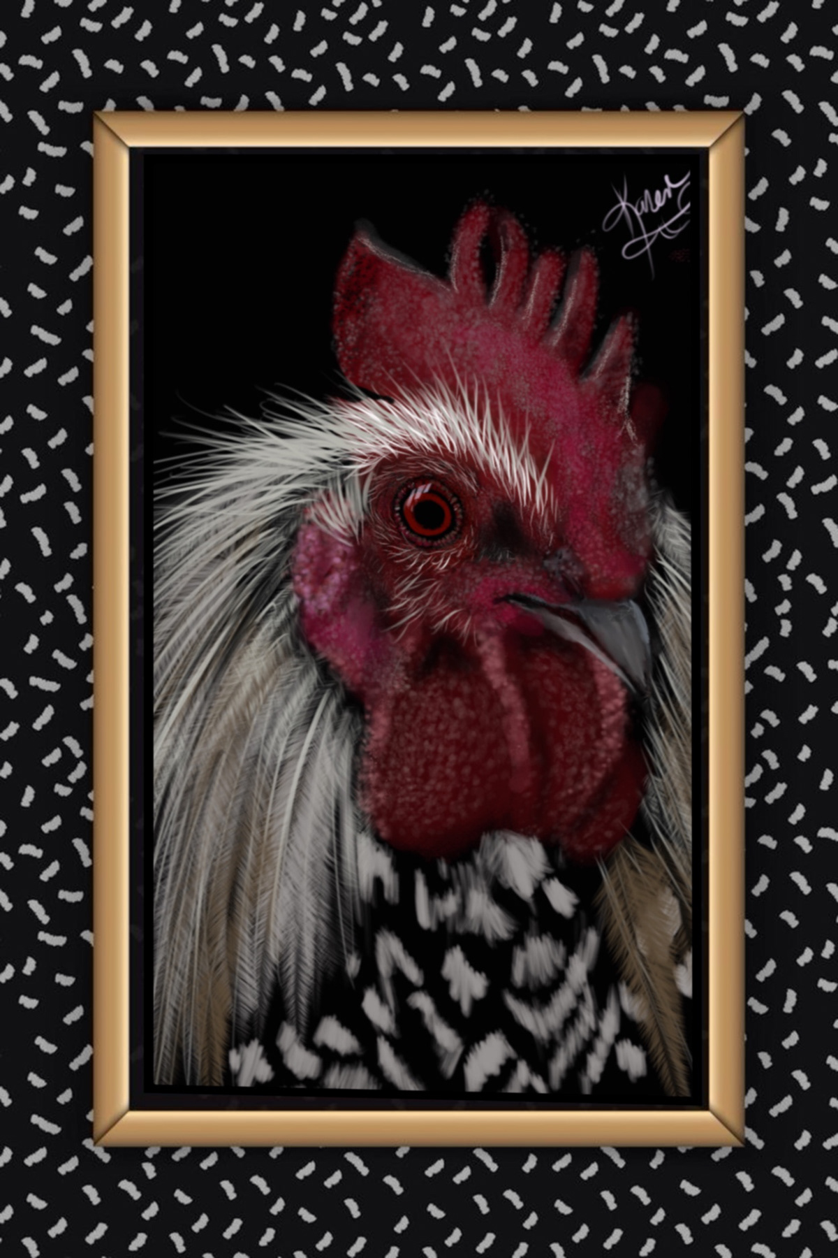 Digital Art  digital painting Drawing  illustrations animals birds chicken Hamburg chickens