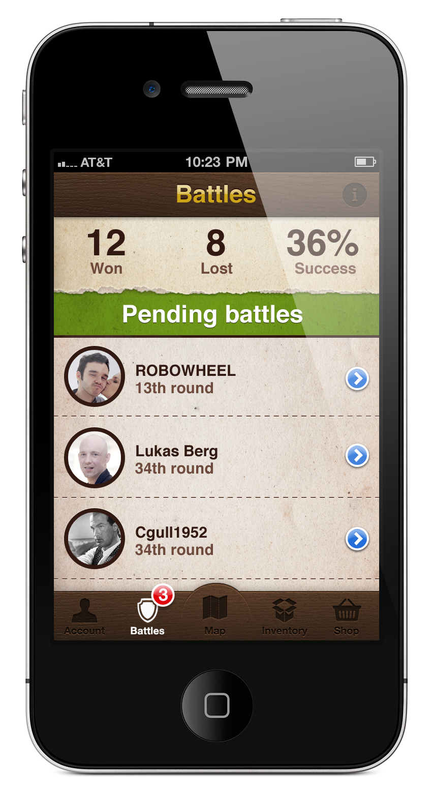 iphone UI game app user interface design