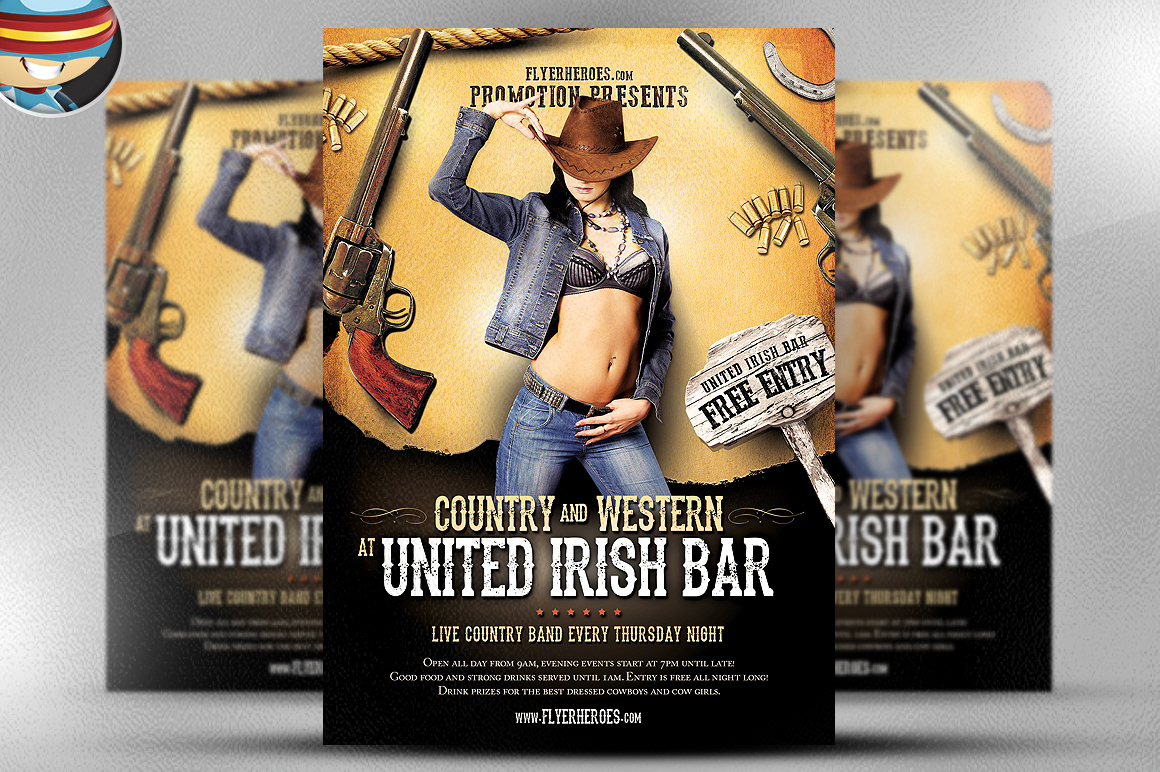 Country and western. Flyer Design Fashion. Premium Country.