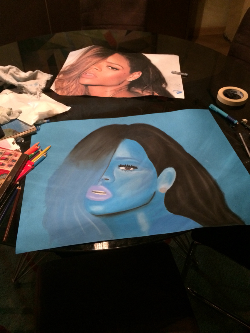pastel Rihanna blue