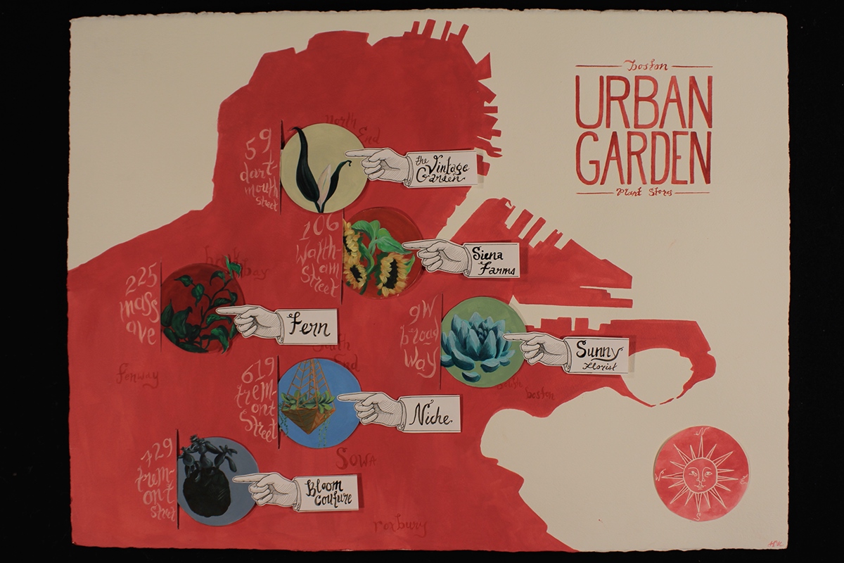 interactive map Illustrator acrylic boston plants Nature vintage